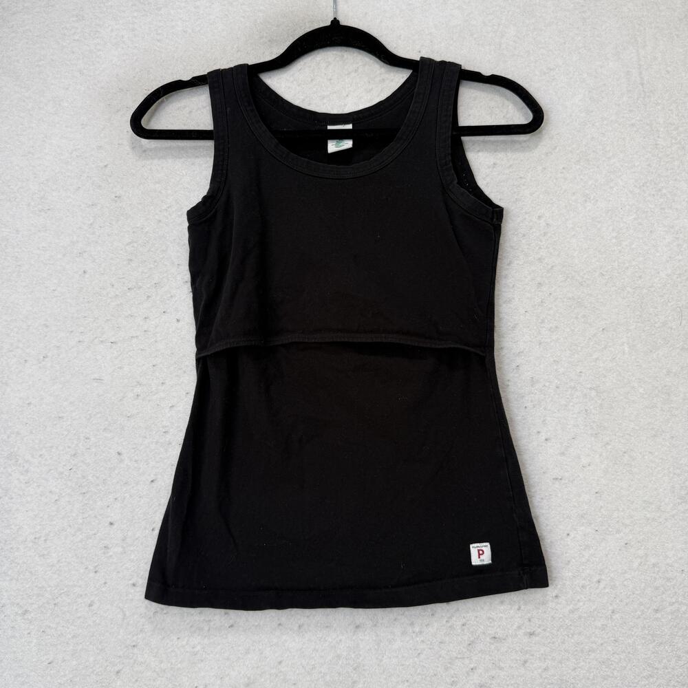 Polarn O. Pyret Tank Top Womens XS Black Cotton Nursing Maternity Stretch Jersey
